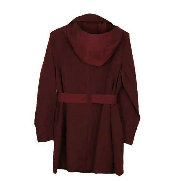 NWT London Fog Women Wine Detach Hood Trench Coat - Picture 9 of 9
